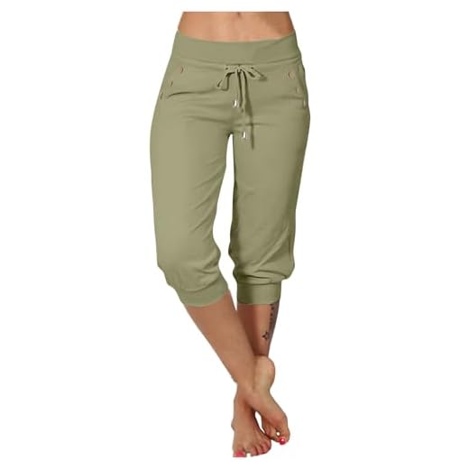Pantacourt Femme Été Cargo de Randonnée d'été 3/4 Long Pantalon Capri avec Poches Ete Ample Pantalon de Yoga Pilattes Jogging Pantalons Soldes Décontracté Pantacourt Cadeau Fête des Mères Pas Cher