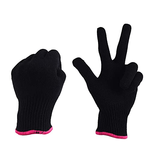 2 Pisces Heat Resistant Styling Gloves Hand Protection Thermal Gloves Hair Accessories - Pink and Black Lining