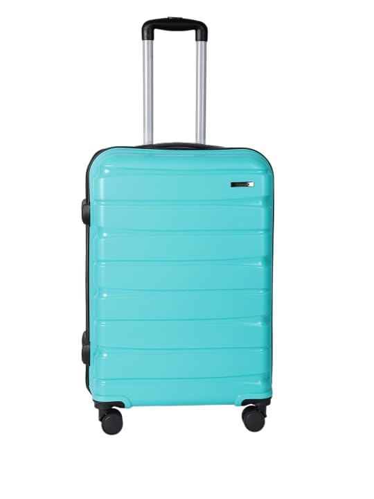 Image of Teakwood Large 8 Wheel Trolley Bag, Hard Cabin with Zipper Closure, Adjustable Push Button & Cross Side Strap, TSA Lock System 360 Degree (Medium, Aqua Green)
