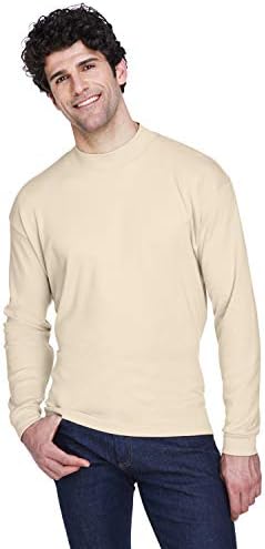 UltraClub Adult Egyptian Interlock Long-Sleeve Mock Turtleneck L Stone