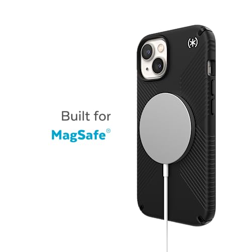 Image of Speck iPhone 14 & iPhone 13 Case - Drop Protection, Scratch Resistant, Dual Layer Slim Phone Case for 6.1 Inch iPhones 14 - Built for MagSafe - Presidio2 Grip - Black /Black /White