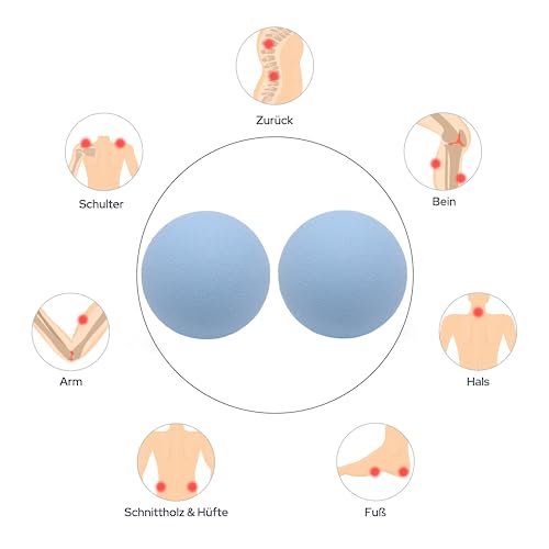Massageball Faszienball Hart in Lacrosse Ball Größe für Rücken Beine Füße Hände. Triggerpunktball für Tiefengewebsmassage Myofasziale Muskel Entspannung Plantarfasziitis Yoga Pilates 2 Stück (Blau)