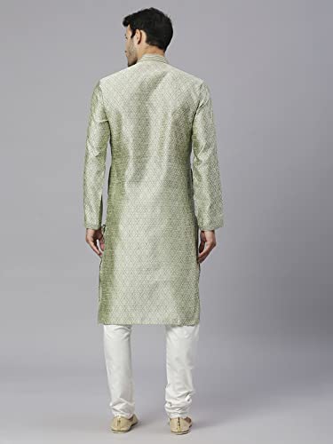 Image of Rajubhai Hargovindas Men's Jacquard Work Kurta Set
