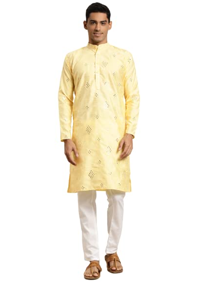 Sojanya (Since 1958 Men'S Silk Blend Mirror Work Indian Traditional Ethnic Dresses Only Long Kurta