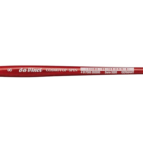 Image of da Vinci Watercolor Series 5880 CosmoTop Spin Paint Brush, Flat Synthetic with Red Handle, Size 8 (5880-08)