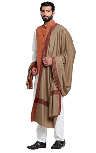 Weavers Villa MS-987-IVORY Herren-Schal, gewebt, Wolle, Grau, elfenbeinfarben, Large Cover