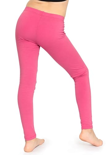 STRETCH IS COMFORT Girl's Cotton Leggings Hot Pink Large