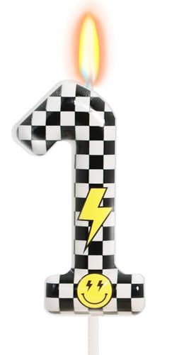 One Happy Dude Themed Birthday Candles,One Happy Dude Birthday Decorations for Boys,Cute 1st Birthday Decorations（Number 1）