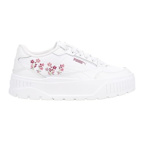 PUMA Womens Karmen Ii Idol Novelty Embroidered Floral Lace Up Sneakers Shoes Casual - White