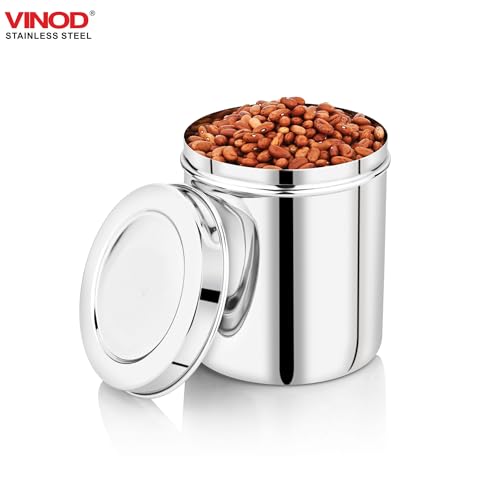 Image of Vinod Stainless Steel Deep Dabba | 5000ml Capacity, 17cm Dia | Food Storage Container for Daily Use | Durable, Rust-Resistant & Easy to Clean | Ideal for Storing Grains & Snacks