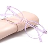 miyya Blue Light Blocking Glasses with Protective Case, Round Transparent Frames for Comfort & Eye Strain Relief
