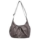 Borsa a tracolla sportiva casual, alla moda, in nylon, grande capacità, versatile, per tutti i giorni (3-Grey, One Size)