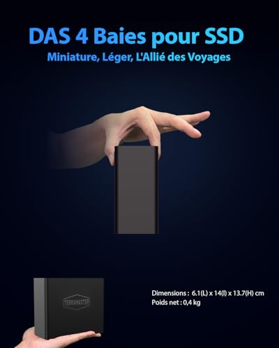 TERRAMASTER D4 SSD Boîtier 4 Baies NVMe USB-C 40 Gbit/s (sans Disque) – vue 8