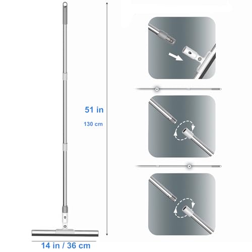 Wasserschieber Abzieher Boden Bodenabzieher Dusche Duschabzieher Langer Stiel, Fensterabzieher Mit Stiel, Wasser Wischer Duschwischer 36 cm Breit