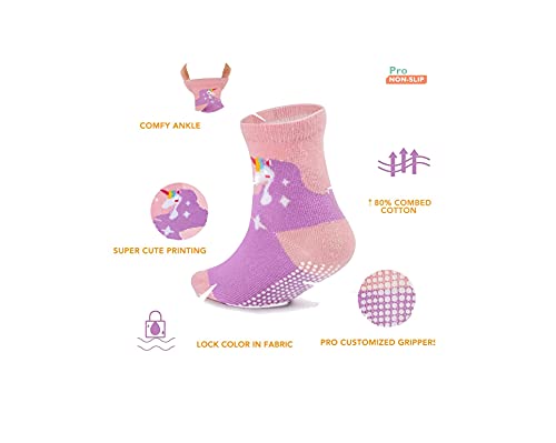 Image of Organic Cotton Ankle Length Anti Slip Socks For Baby With Grip 0-36 Months-Cartoon, Multicolored