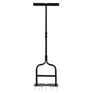 sancat Lawn Aerator,Spike Aerator, Heavy Duty Manual Lawn Aerator Tool with 11 Iron Spikes, Grass Aerator Tools for Yard, Lawn Aeration, Height Adjustable Garden Tool, Revives Lawn Health