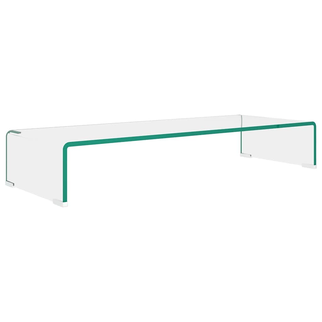 Leasha Rehausseur Écran PC Bureau, Réhausseur d'Écran Support de Moniteur 80x30x13 cm verre transparent