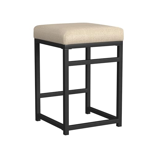 Image of HomePop Metal Frame Counter Stool, 24-Inch, Light Tan