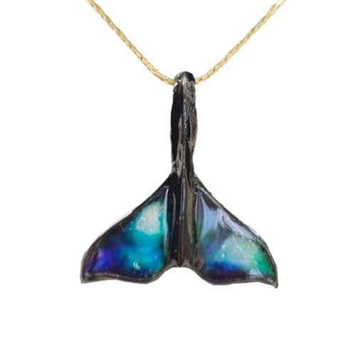 ALVALLET SeaStella 海の守護者「ホエールテール(クジラの尾)」 ペンダント オーシャンブルー×ブラック(チェーンゴールド)