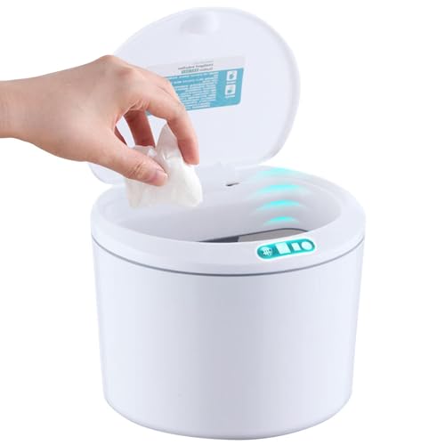 Cubo de basura con sensor de movimiento – Cubo de basura con sensor inteligente 3L con tapa Papelera de baño – Caja de almacenamiento de escritorio recargable por USB Caja de pañuelos para cocina