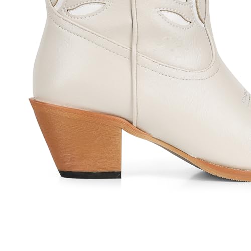 Synchoiss Cowboy Boots for Women Knee High with Retro Embroidered Cowgirl Boots Almond Pointed Toe Chunky Heel Western Tall Boots Pull on4