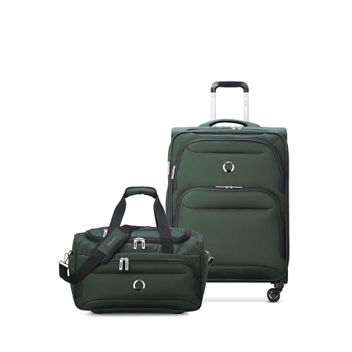 Image of DELSEY PARIS Sky Max 2.0 Softside Expandable Luggage with Spinner Wheels 2 Piece Set, Green (24 Inch /Duffle)