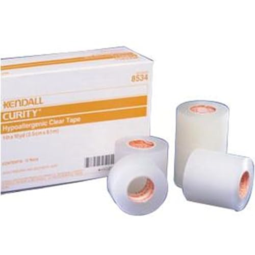 Kendall Medical Tape, Transparente, Claro, 1 pulgada x 10 yardas, 12 rollos