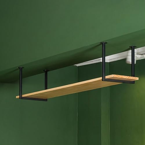 Heavy Duty Ceiling Mount Shelf Bracket - Metal Hanging Support for Sturdy Shelving, Includes Screws, Easy Installation, No Plank Needed, Perfect for Home & Office Storage