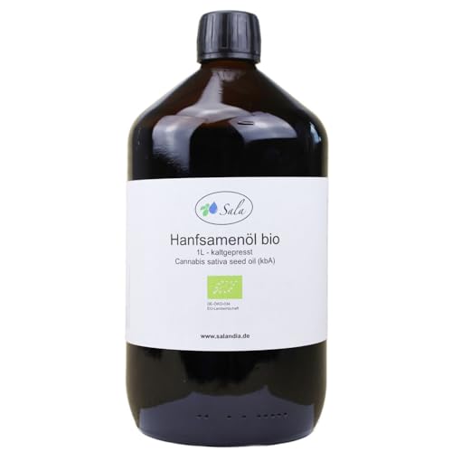 Sala Hanföl Hanfsamenöl kaltgepresst nativ BIO 1 L 1000 ml Glasflasche