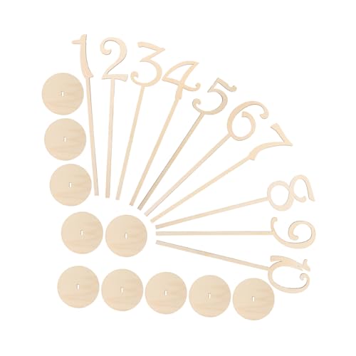 Cabilock 10個 木製テーブル番号 型ベース付き 自然木材 使用簡単 結婚式 用席札番号カード