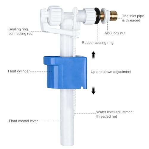 Seitliches Einlassventil Für Wc Spülkasten, G3/8 Universelles Füllventil, Seitlicher Spülkasten Füllventil, Wc Spülkasten Ersatzteile Schwimmerventil Für Aufputz, Passt Für Kunststoff Und Keramik