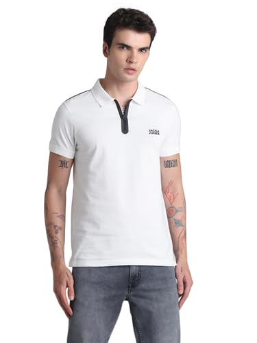 Image of Jack & Jones Mens Cotton Slim Fit Zipper Polo