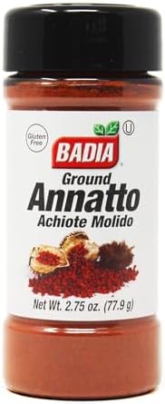 Badia Ground Annatto 2.75 oz – Achiote Powder with Mildly Earthy and Peppery Flavor – Natural Seasoning and Coloring for Latin Recipes
