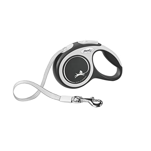 FLEXI New Comfort Retractable Dog Leash (Tape), for Dogs Up to 26lbs, 16 ft, X-Small, Grey/Black