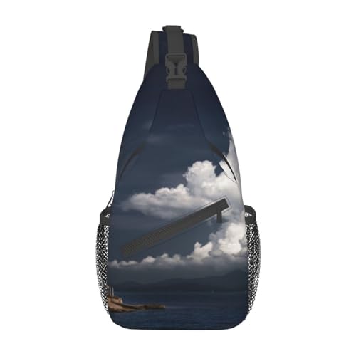Sac à bandoulière Old Lighthouse par la mer sac à dos de randonnée voyage pour homme et femme noir