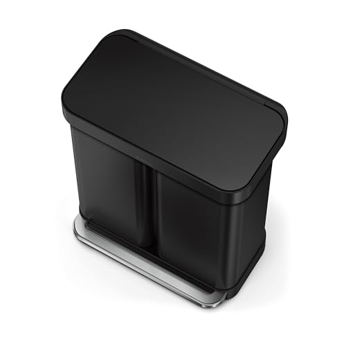 simplehuman 58L Liner Rim Rectangular Recycler, 24L+ 34L, Matte Black by simplehuman - Image 2