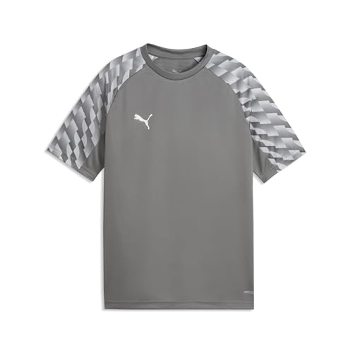 PUMA teamLIGA26 Maglia Jr, 140, Flat Medium Grigio Bianco-Grigio Chiaro Piatto