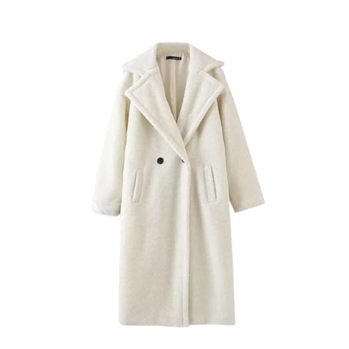 Image of FM2018XSL Women's Teddy Bear Coat Winter Warm Lapel Sherpa Jackets (UK, Alpha, M, Regular, Regular, Off-white)