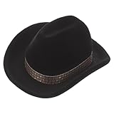 LIFKOME Caja Organizadora de Joyas Pequeña Forma de Sombrero Vaquero, Flocado en Color Negro, Solución de Almacenamiento Fácil de Transportar para Bodas y Compromisos