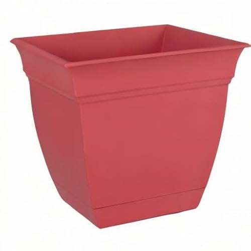 The Hc Companies ECP12005FD11016LRDTQ 12 Inch Eclipse Square Planter With Saucer – Indoor Outdoor Plant Pot For Flowers Vegetables Herbs, Rose thumb #6