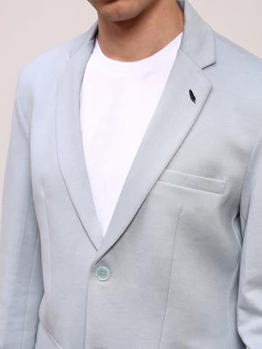 Image of SHOWOFFFF Men Solid Single Breasted Formal Blazer | Notched Lapel Full Sleeves Cotton Blazer for Mens | Slim Fit Regular Length Blazer for Men's