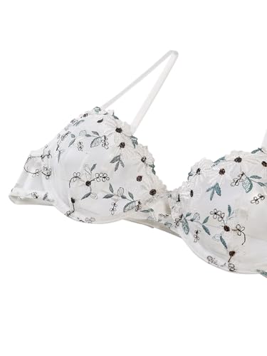 Image of Lilosy Sexy Floral Embroidered Mesh Sheer Underwire Lingerie Set