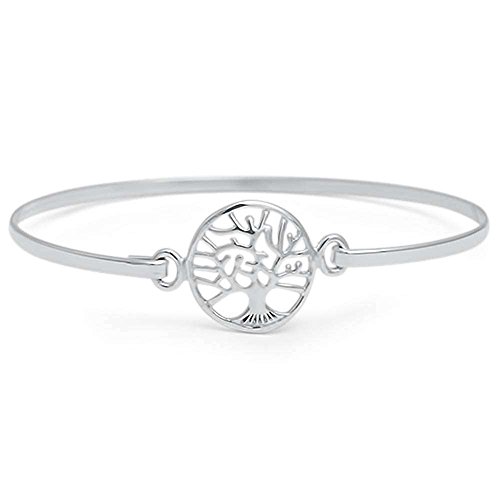 Oxford Diamond Co Tree of Life .925 Sterling Silver Bangle Bracelet