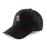 AUNG CROWN Rose Embroidered Dad Hats Adjustable Women Men Baseball Caps (Black Vintage)