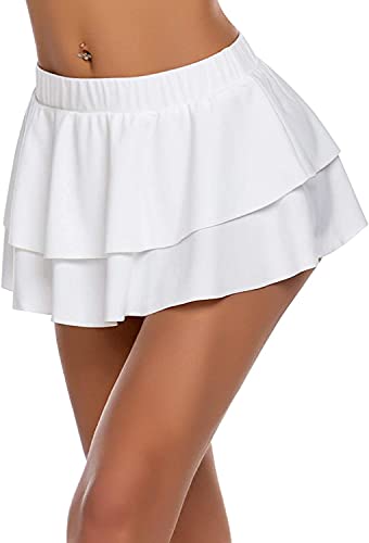 Image of Women's Babydoll Flirty Layered Ruffle Pleated Sexy Naughty Lingerie Mini Skirts for Special Romentic Moments
