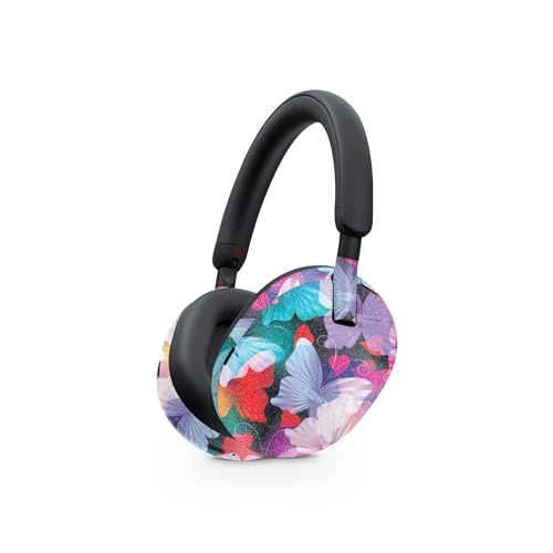 Image of MightySkins Glossy Glitter Skin Compatible with Sony WH-1000XM5 Headphones - Prismatic Butterflies | Protective, Durable High-Gloss Glitter Finish | Easy to Apply