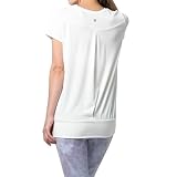 [machikaada] ヨガウェア トップス Tシャツ 半袖 ロング丈 着丈長い 裾リブ ロング丈 丈長 ヨガ ホットヨガ ピラティス ジム フィットネスウェア かわいい おしゃれ 長め 体型カバー (2ホワイト)