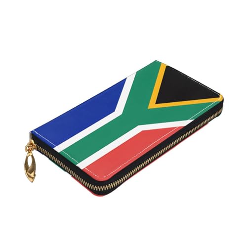 Leather Women Wallets, Long Credit Card Holder, South Africa flag Print Billfold Clutch & Travel Purse Large Capacity3