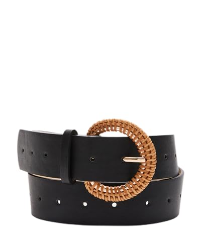 Steve Madden Women's Woven Round Buckle Belt