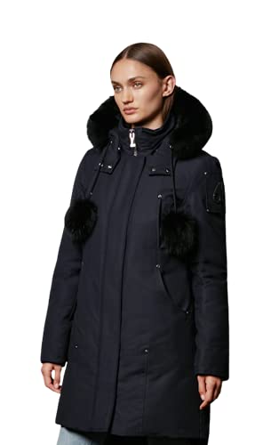 Moose Knuckles Women's Stirling Down Parka Jacket With Fur Trim Hood, Navy, Xx-Large #TOP22